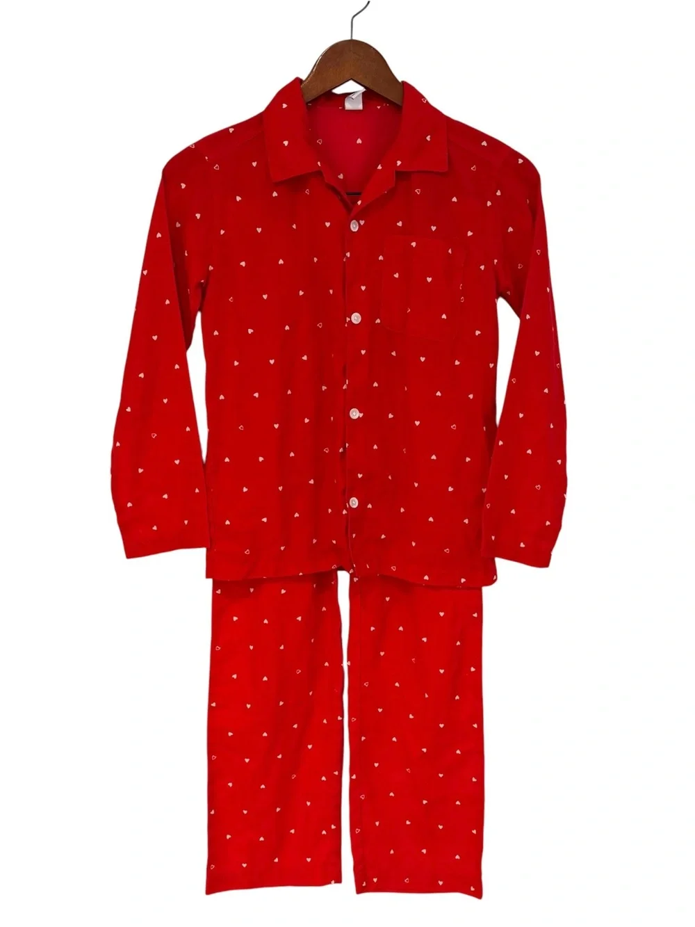 Old Navy Kids L 11-12 Jingle Jammie Red Heart Pajama Set Unisex